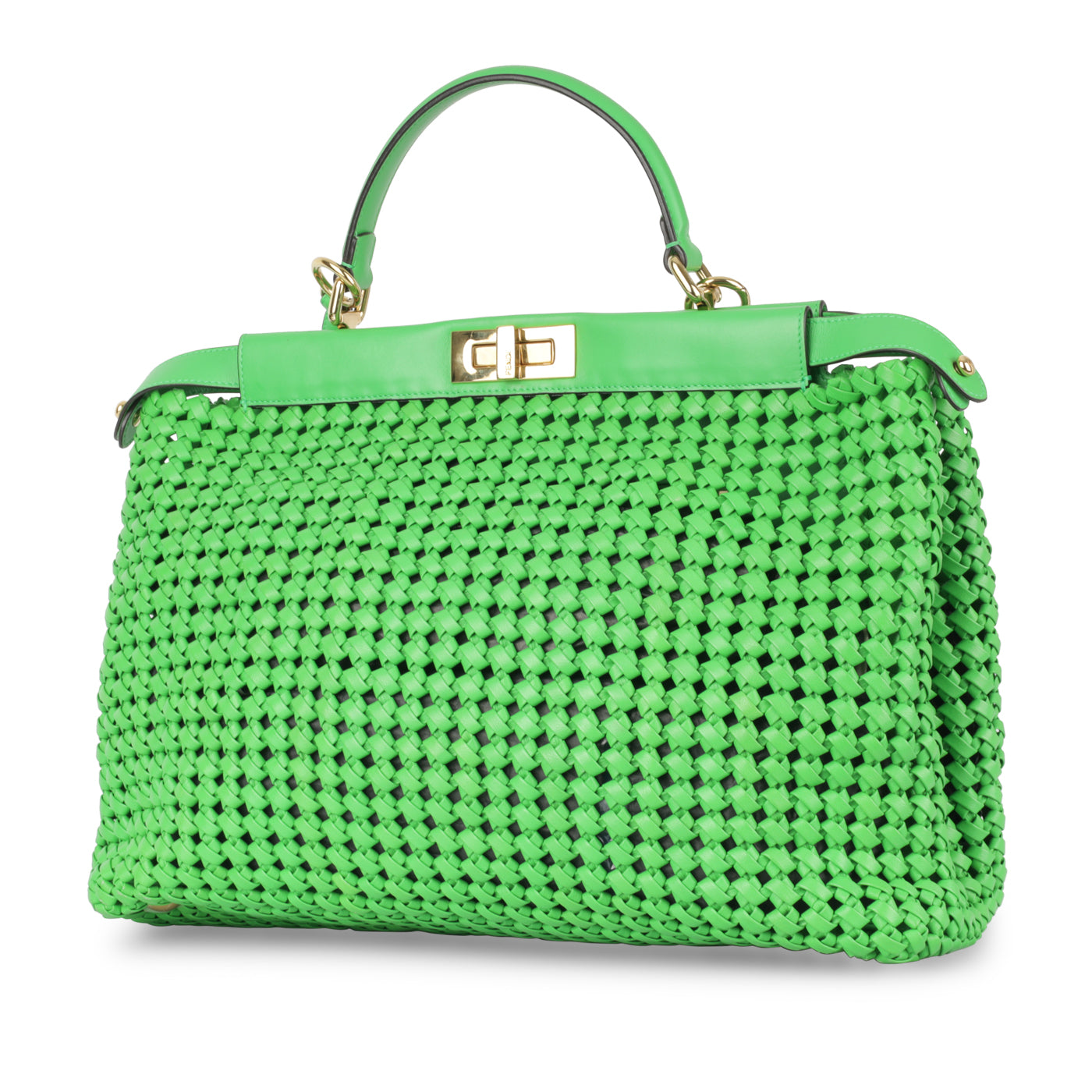 Fendi Peekaboo Tote Bag Large Green Woven Cghw