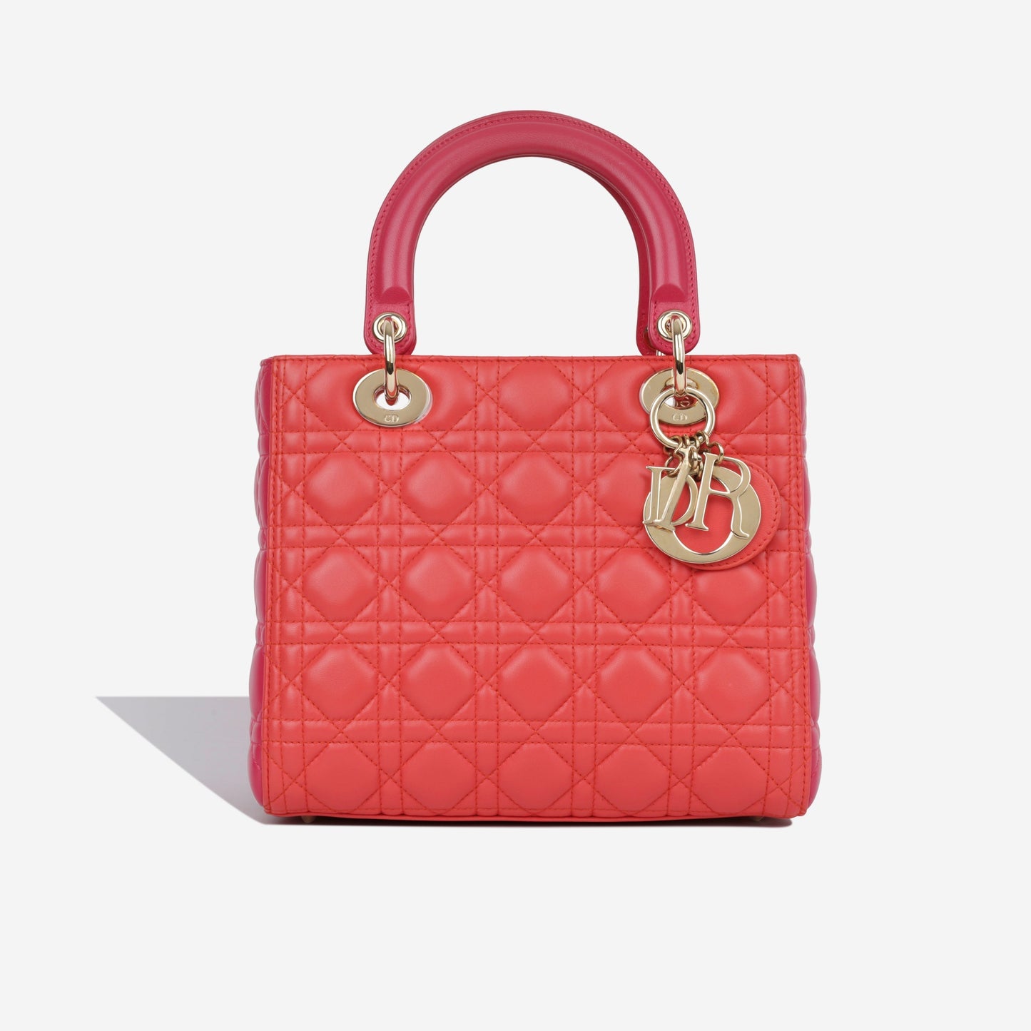 Dior Christian Lady Crossbody Bag Medium Pink Red Cghw