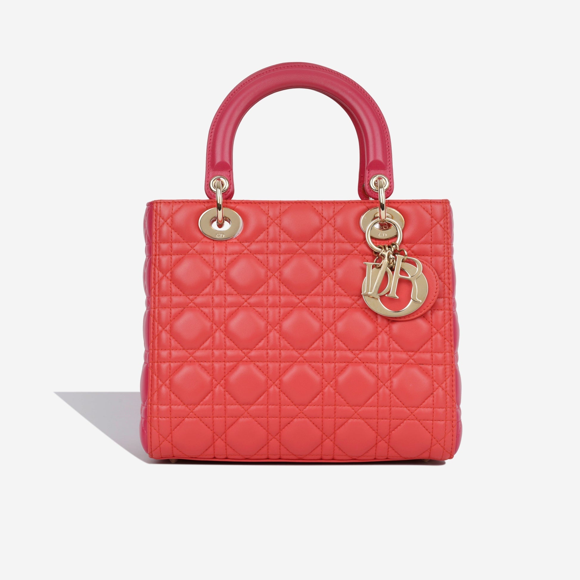 Dior Christian Lady Crossbody Bag Medium Pink Red Cghw