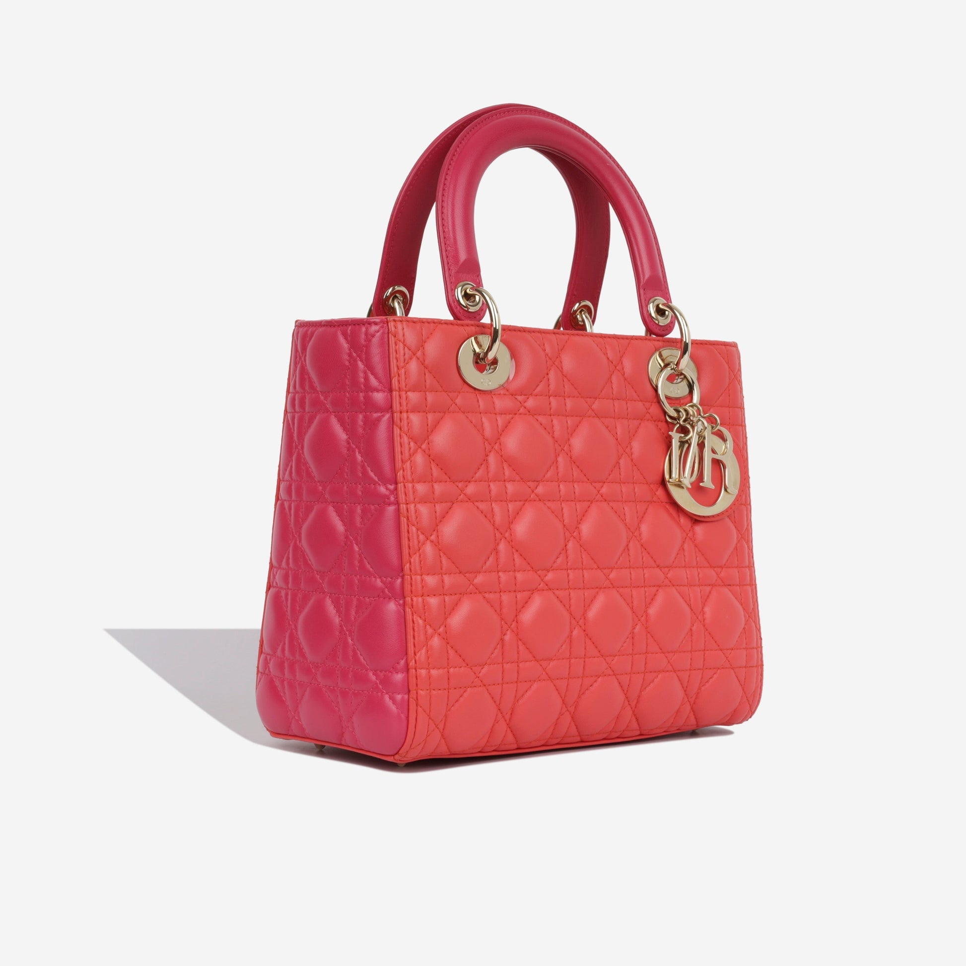 Dior Christian Lady Crossbody Bag Medium Pink Red Cghw