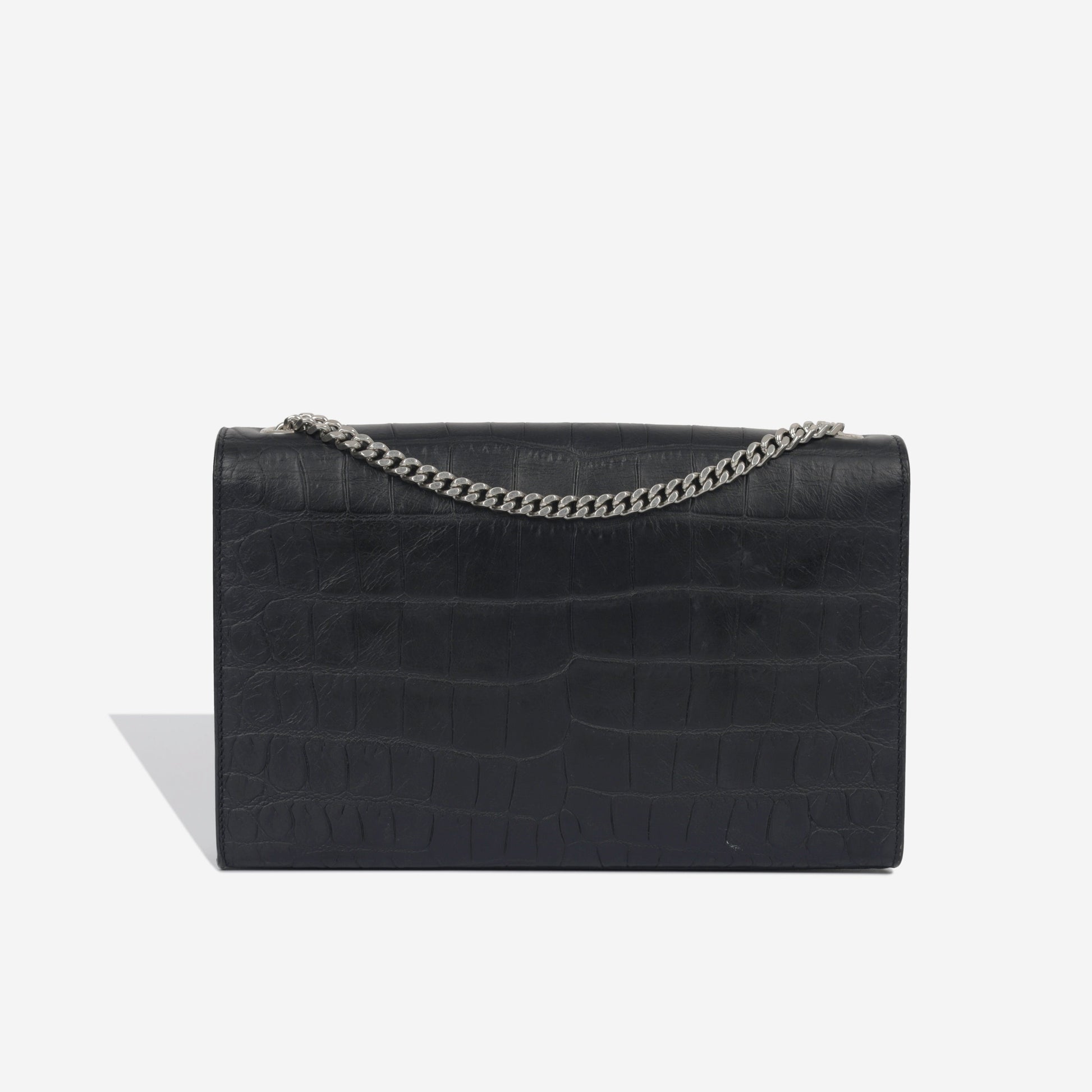YSL Saint Laurent Kate Tassel Bag Croc Embossed Crossbody Bag Embossed Black Shw