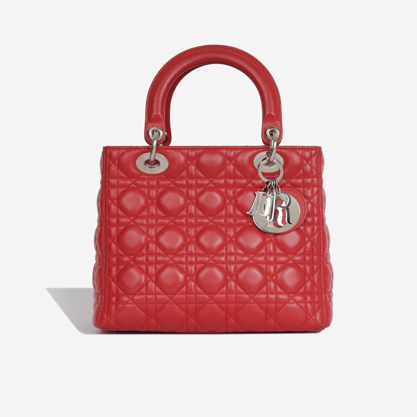 Dior Christian Lady Crossbody Bag Medium Red Lambskin Shw