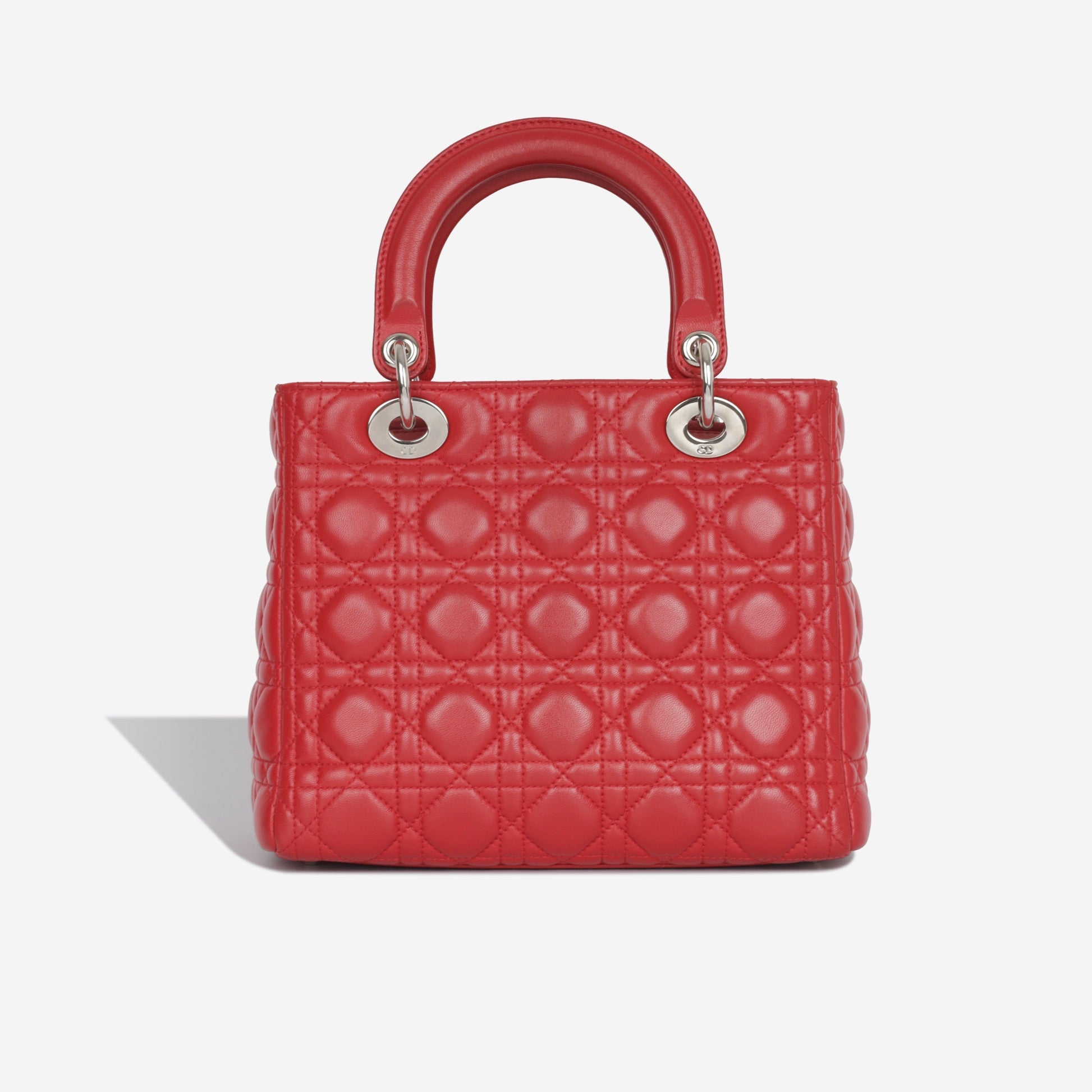 Dior Christian Lady Crossbody Bag Medium Red Lambskin Shw