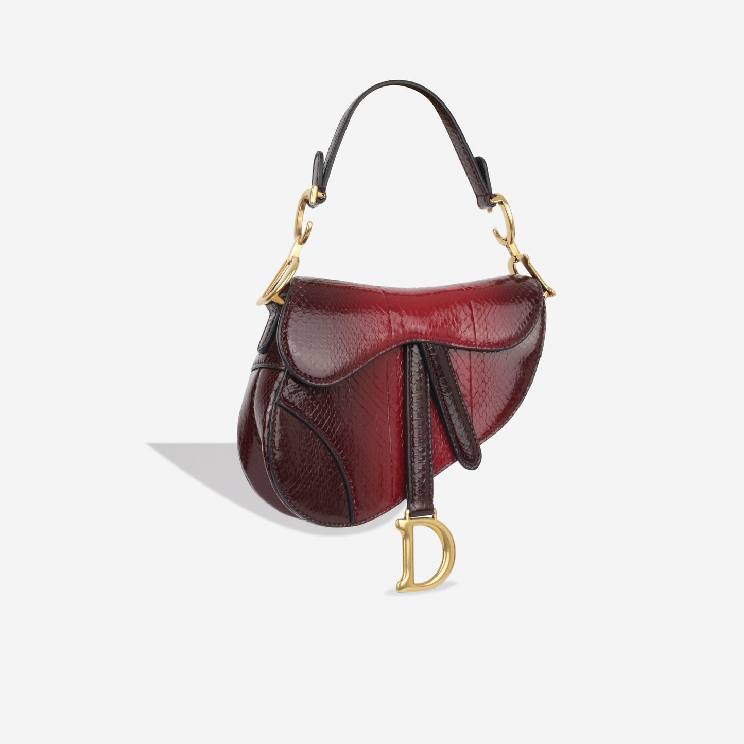 Dior Christian Saddle Bag Mini Shoulder Bag Python Leather Ghw