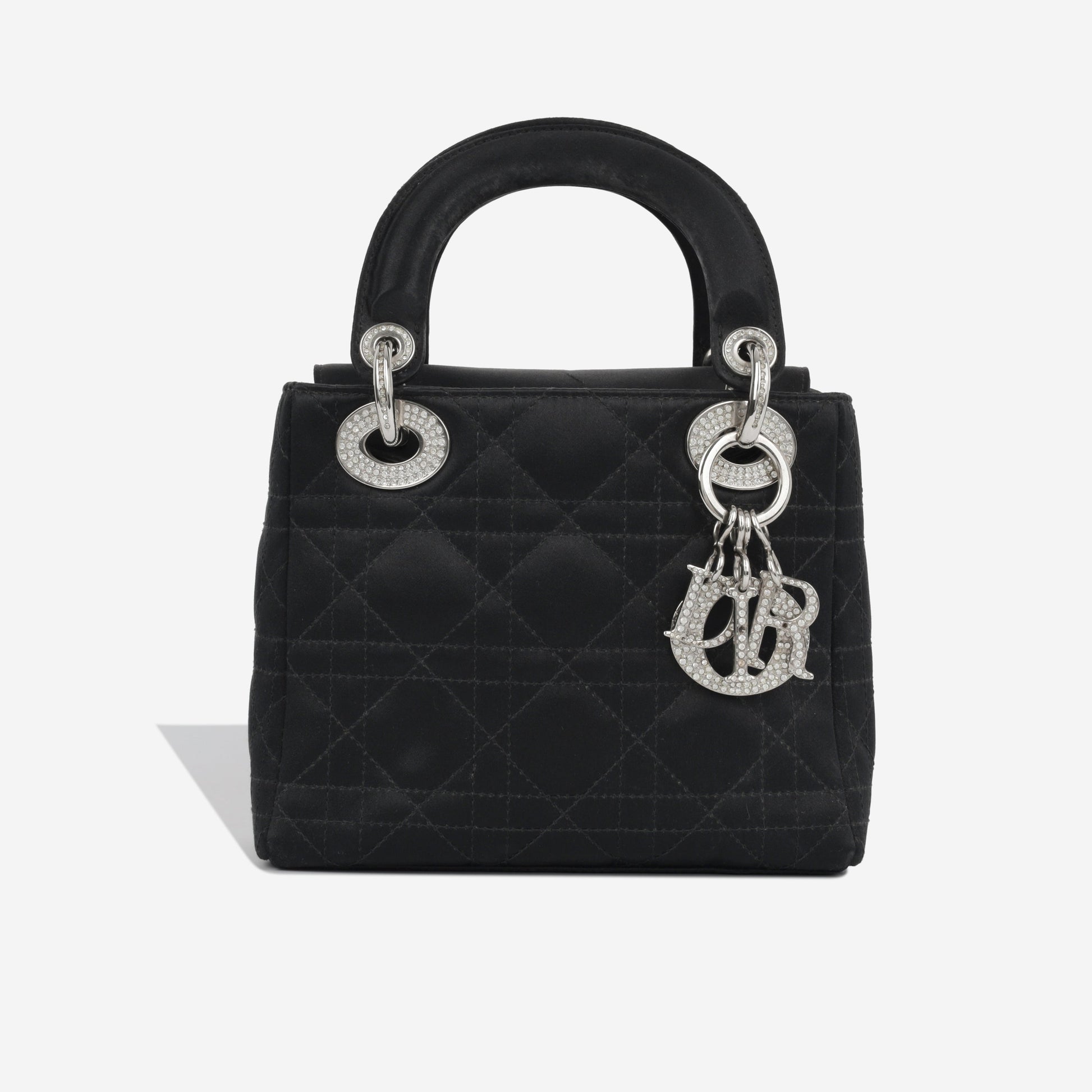 Dior Christian Lady Crossbody Bag Mini Black Satin Shw