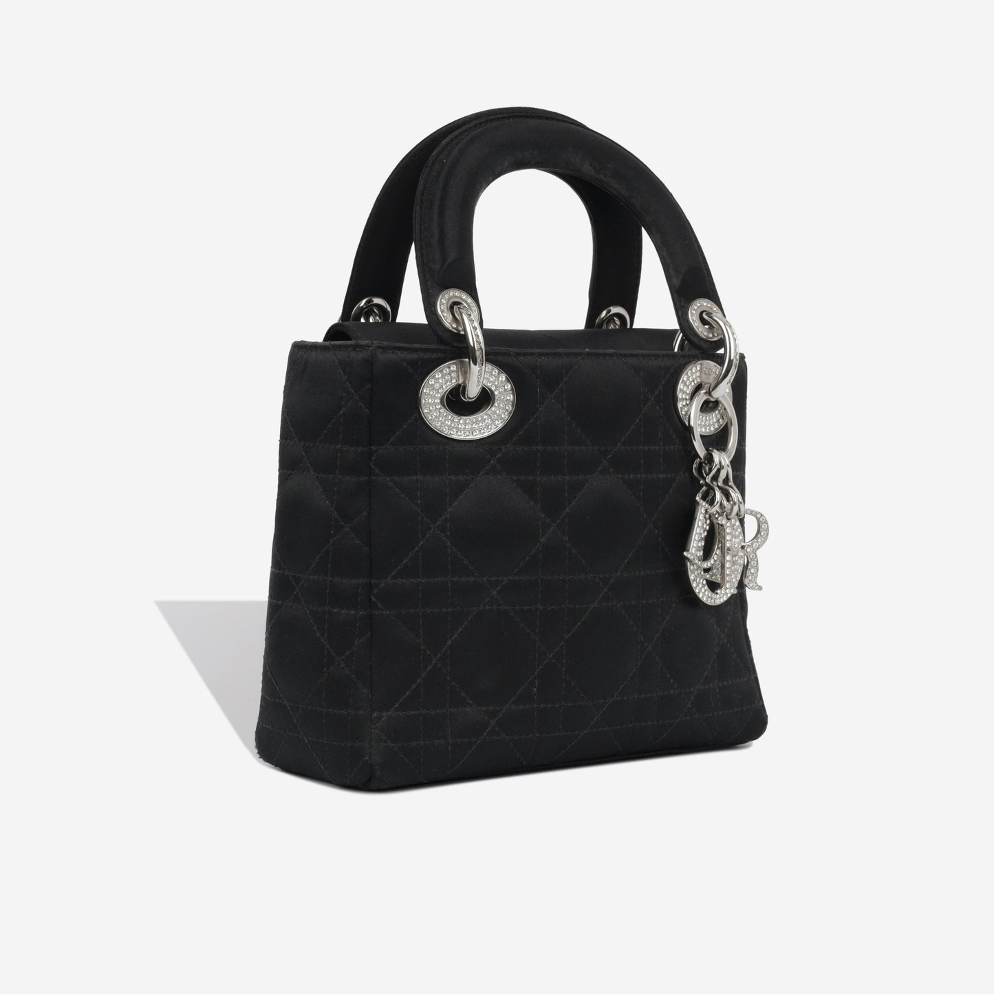 Dior Christian Lady Crossbody Bag Mini Black Satin Shw