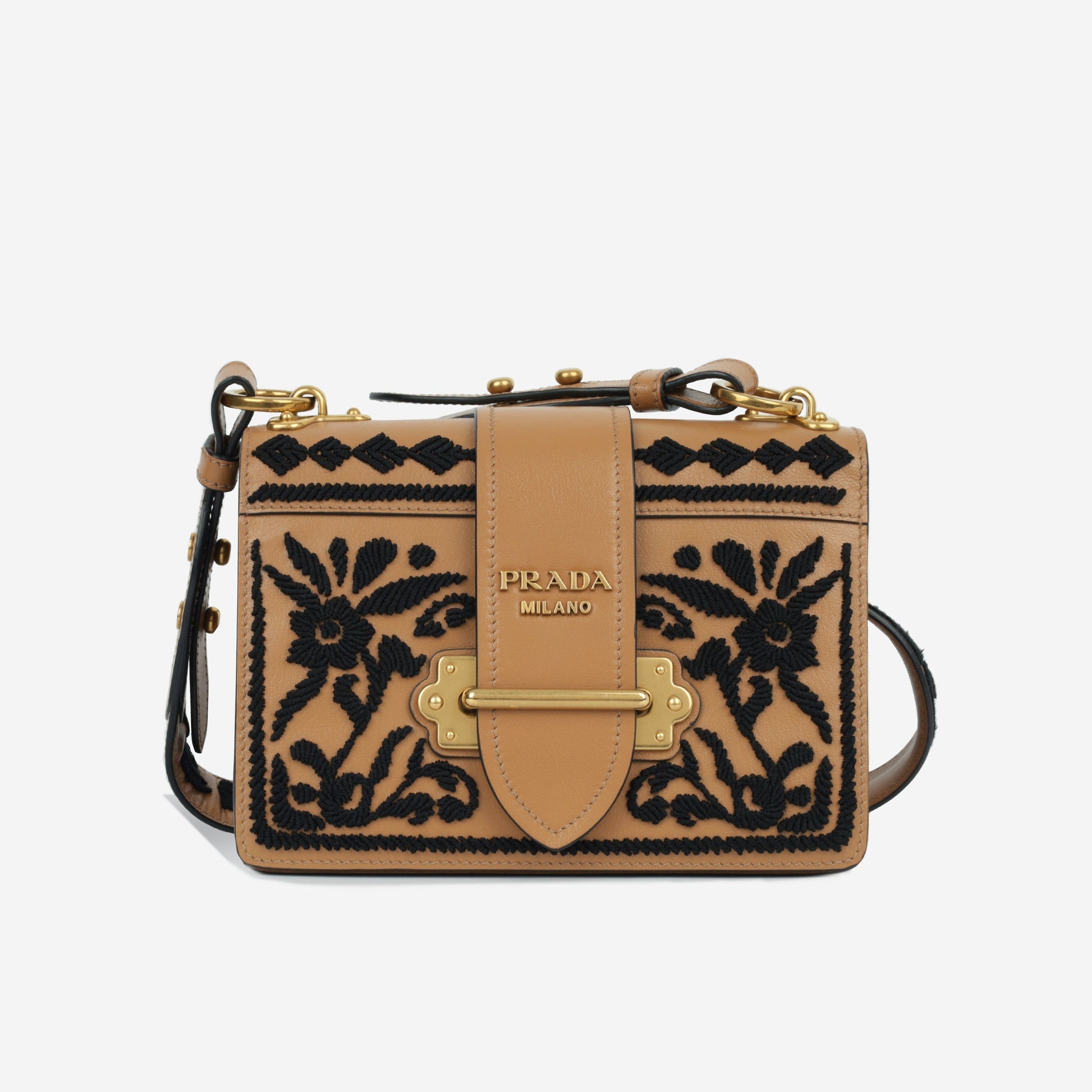 Prada Cahier Shoulder Bag Embroidered