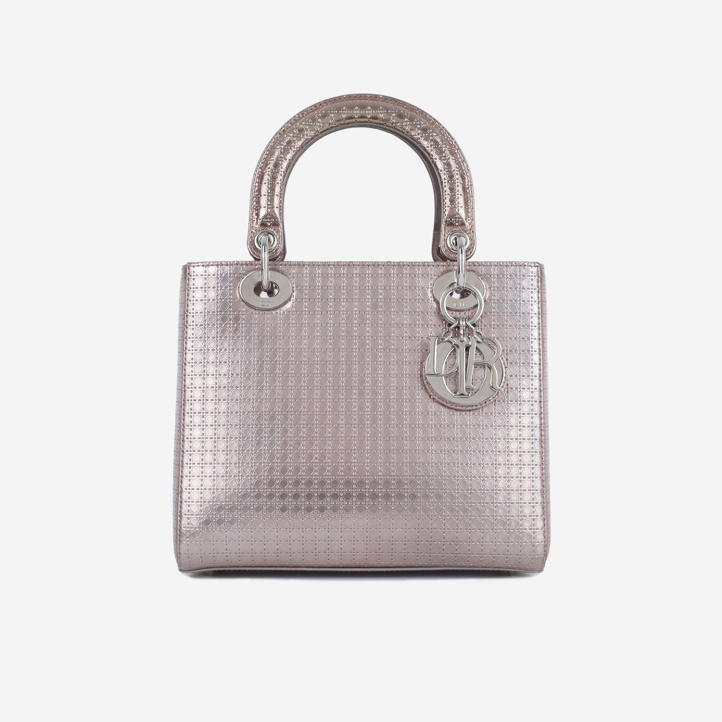Dior Christian Lady Tote Bag Medium Rose Gold Shw