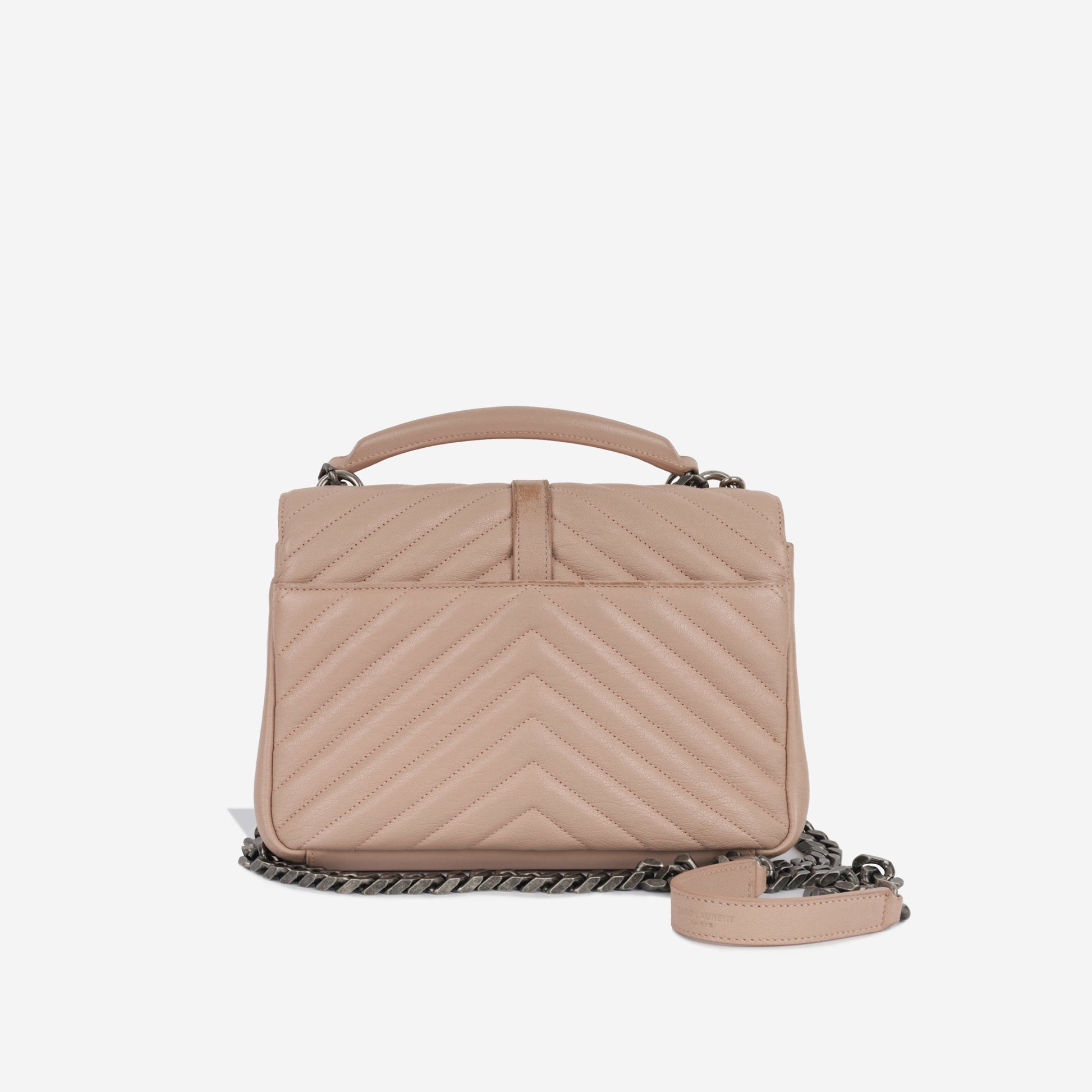 YSL Saint Laurent Coll Ge Crossbody Bag Medium Beige Calfskin Shw
