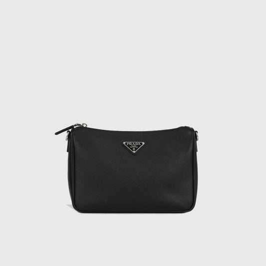 Prada Shoulder Bag Leather Saffiano Mens Black Shw