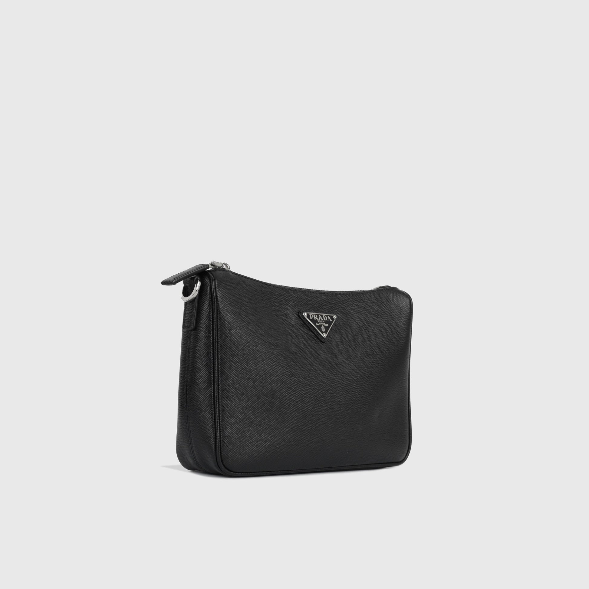 Prada Shoulder Bag Leather Saffiano Mens Black Shw