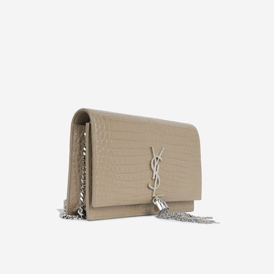 YSL Saint Laurent Kate Tassel Woc Croc Crossbody Bag Embossed