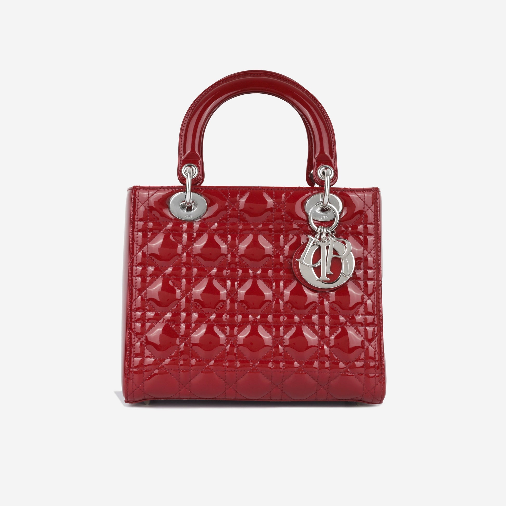 Dior Christian Lady Crossbody Bag Medium Red Patent Shw