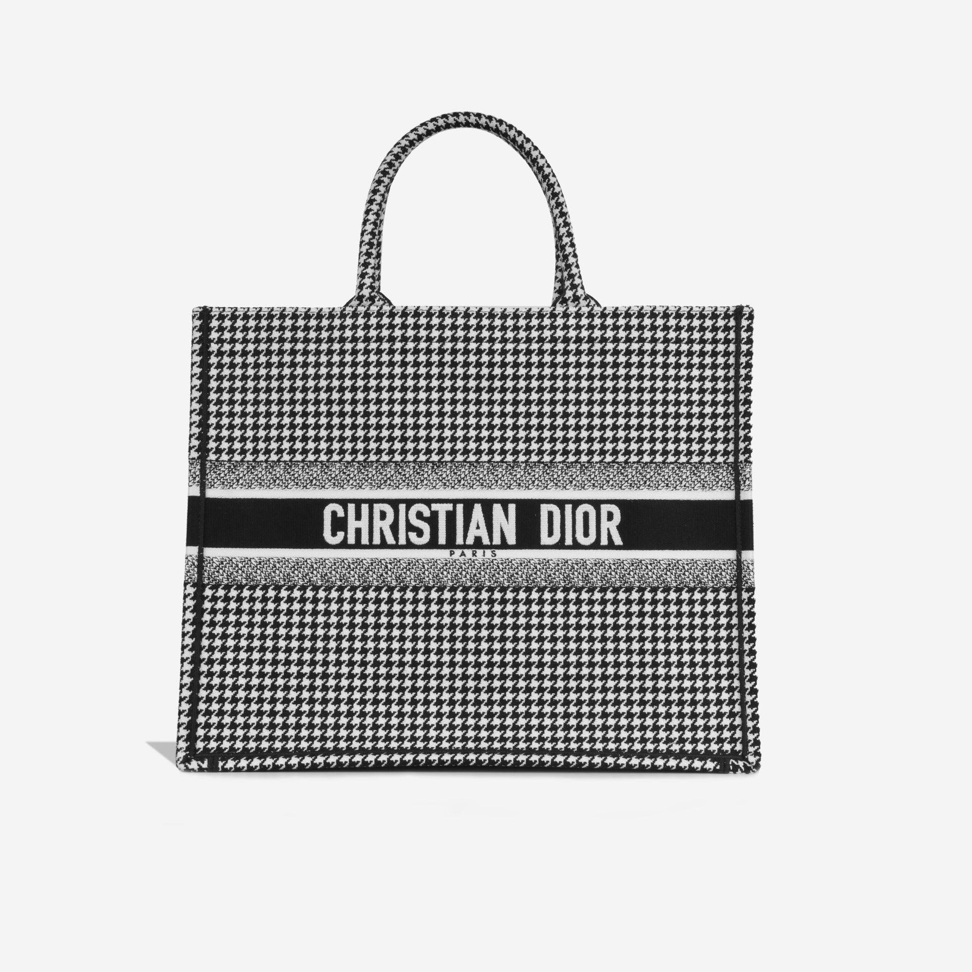 Dior Christian Book Tote Large Tote Bag Black White Un