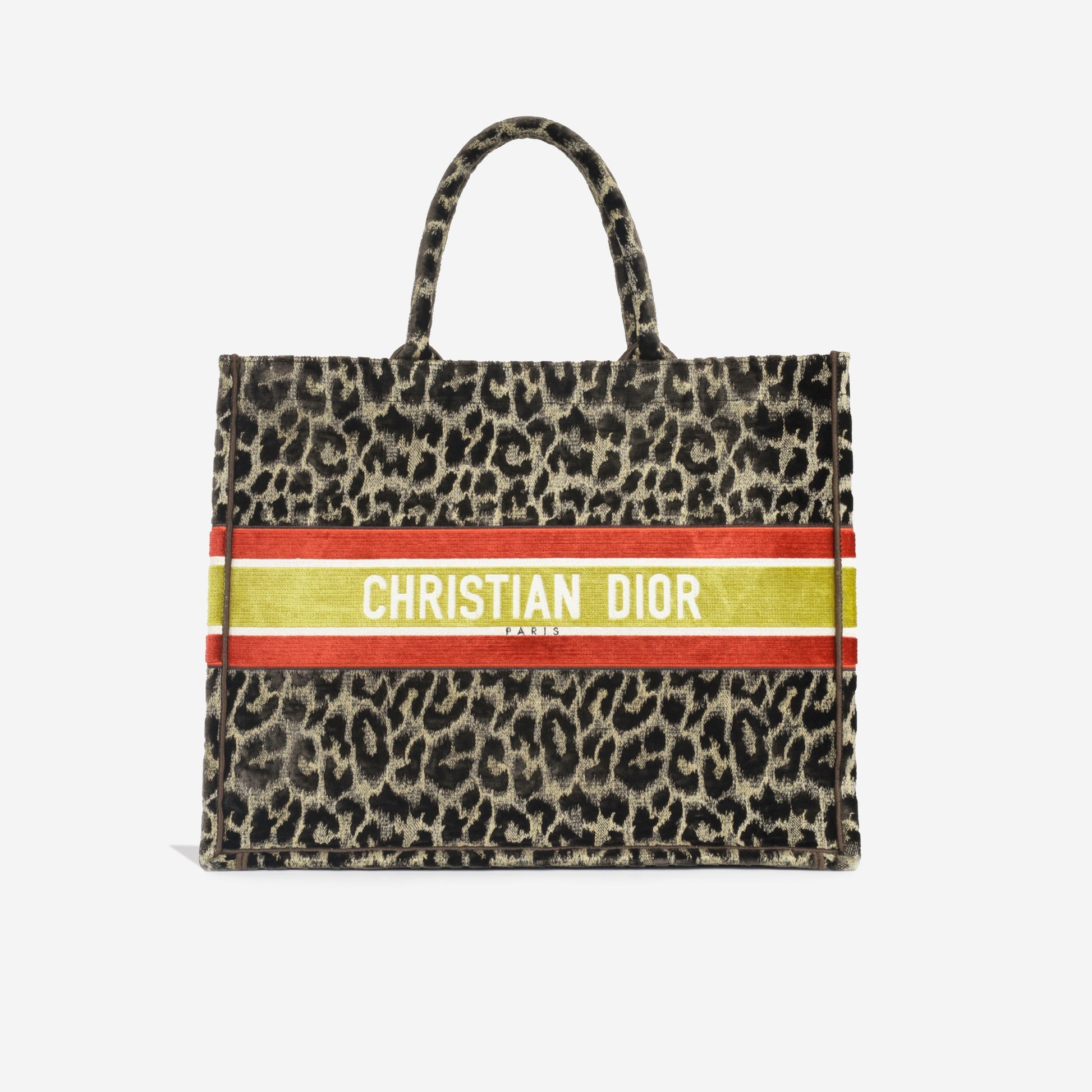 Dior Christian Book Tote Large Tote Bag Leopard Velvet Immaculate