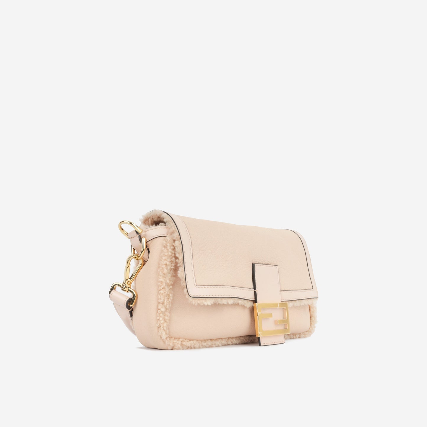 Fendi Shearling Baguette Shoulder Bag