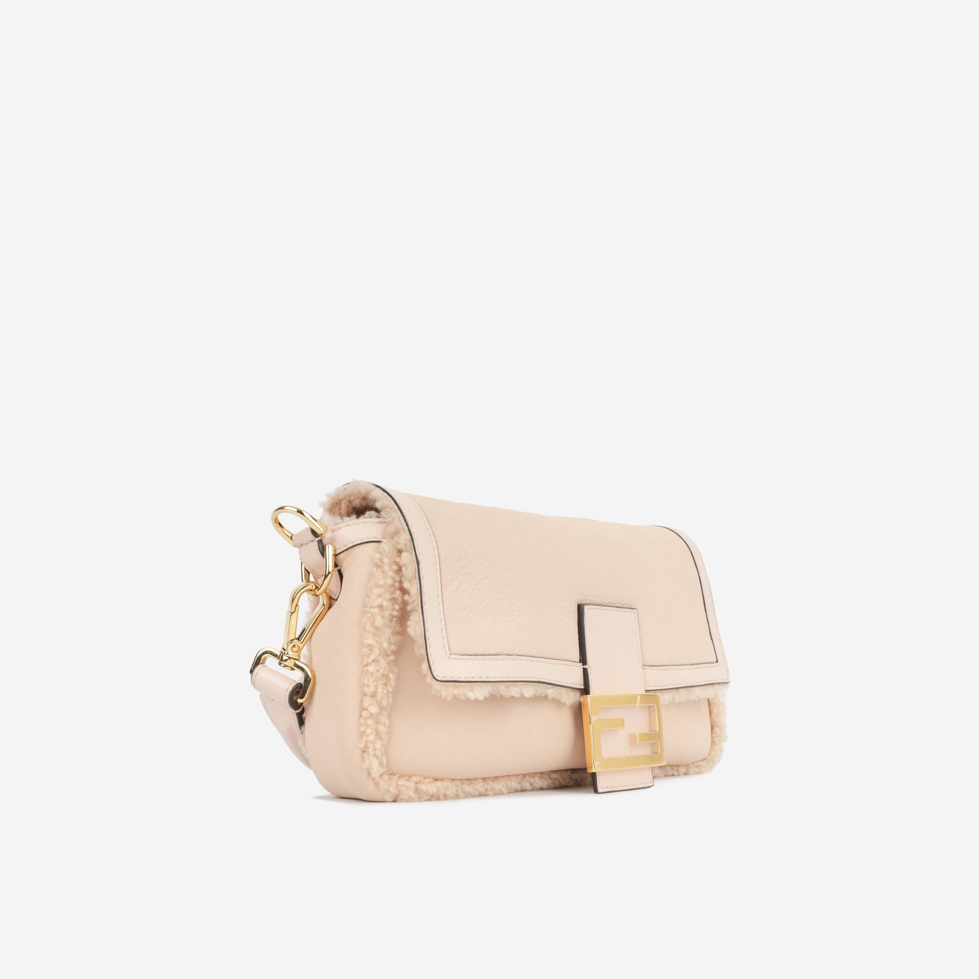 Fendi Shearling Baguette Shoulder Bag