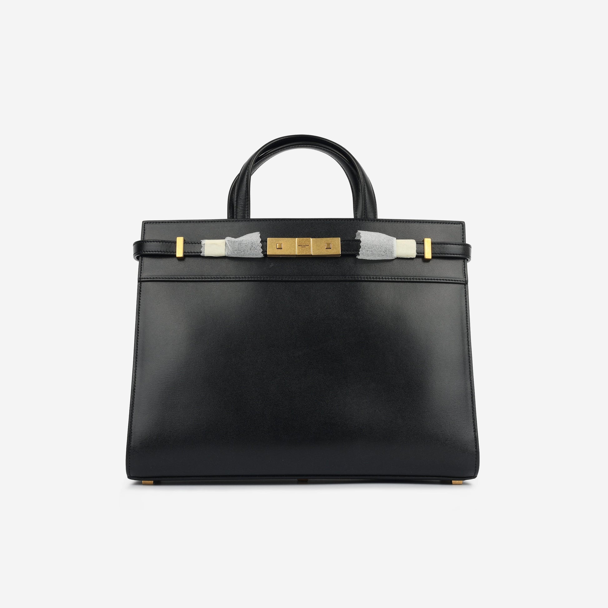 YSL Saint Laurent Manhattan Shopper Calfskin Crossbody Bag Black Small