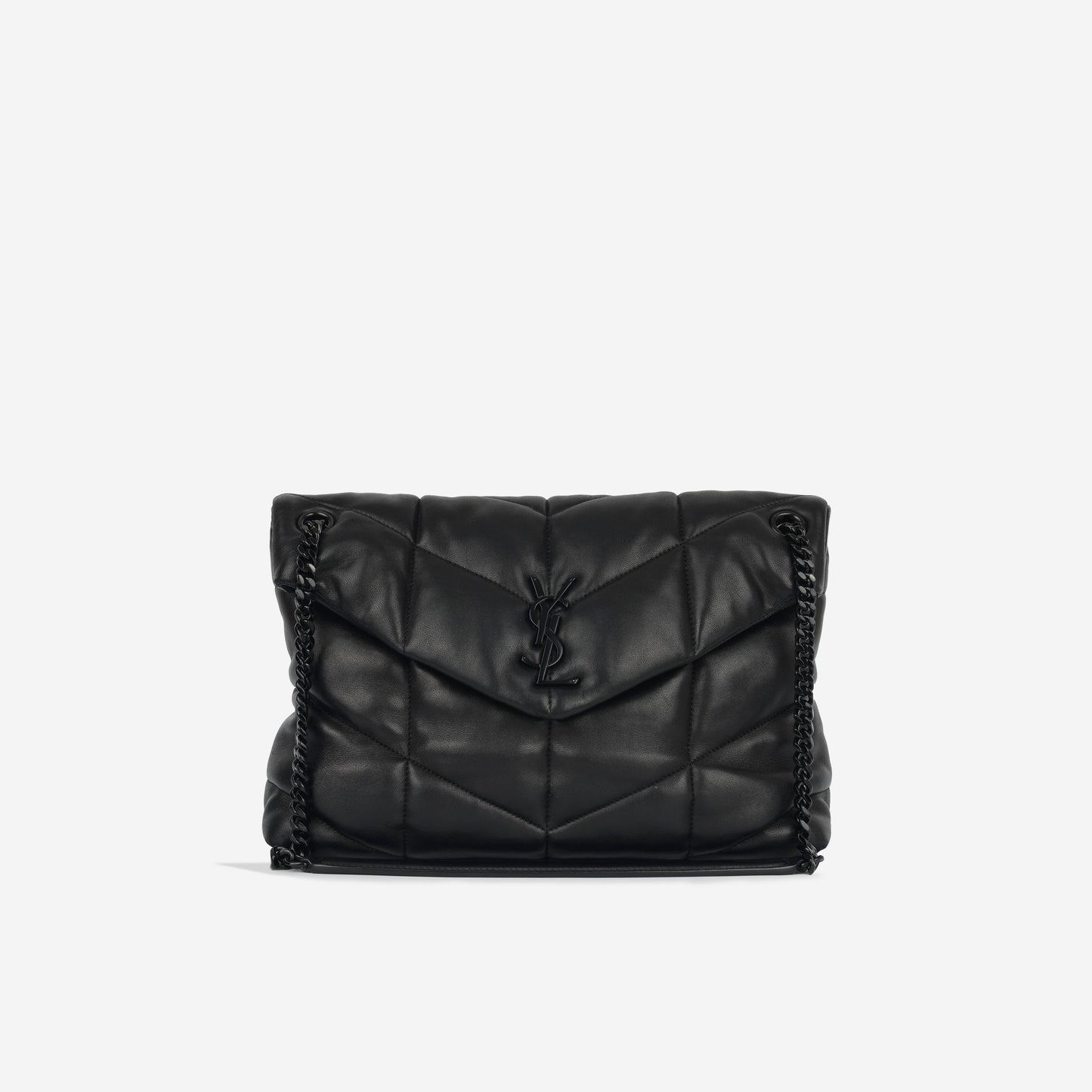 YSL Saint Laurent Lou Puffer Crossbody Bag Medium Black Calfskin Bhw