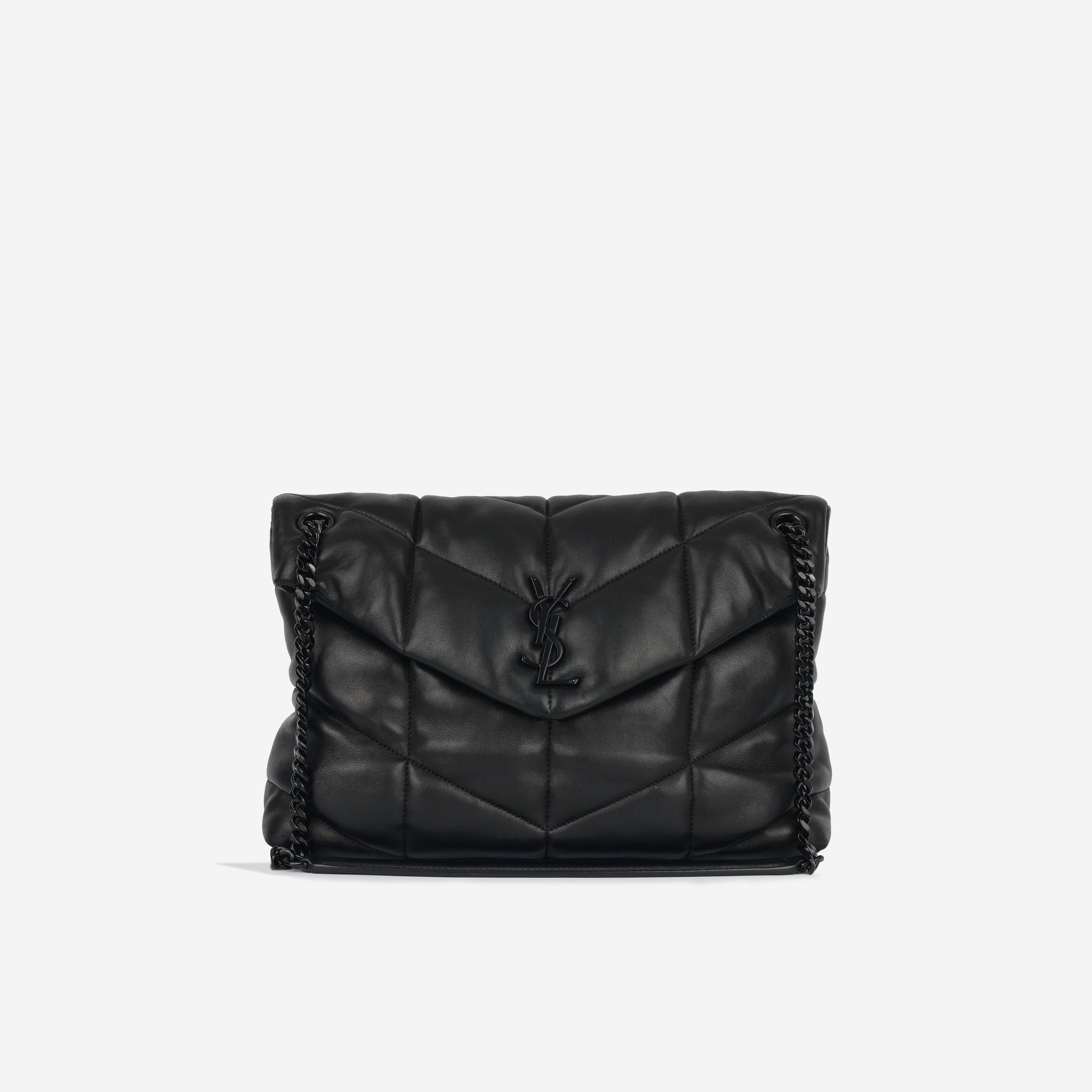 YSL Saint Laurent Lou Puffer Crossbody Bag Medium Black Calfskin Bhw