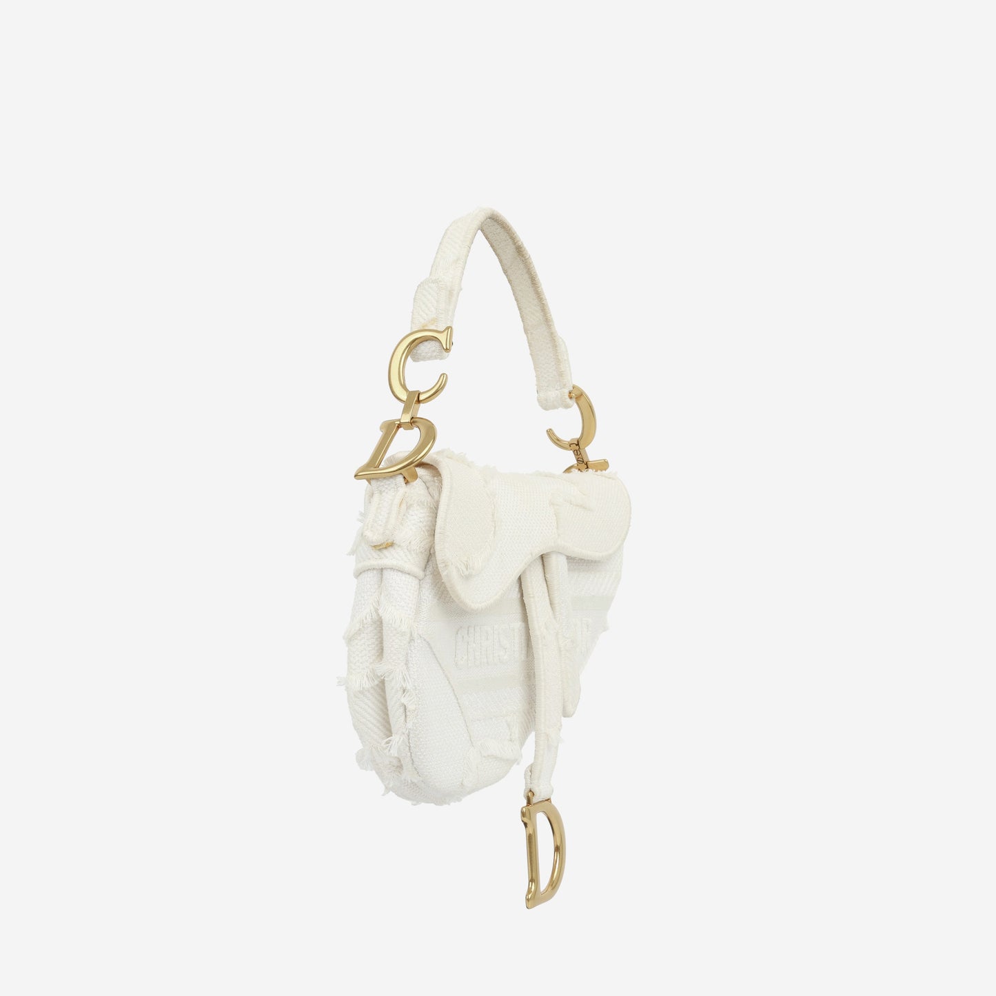 Dior Christian Saddle Bag Mini Shoulder Bag Embroidered Canvas Ghw