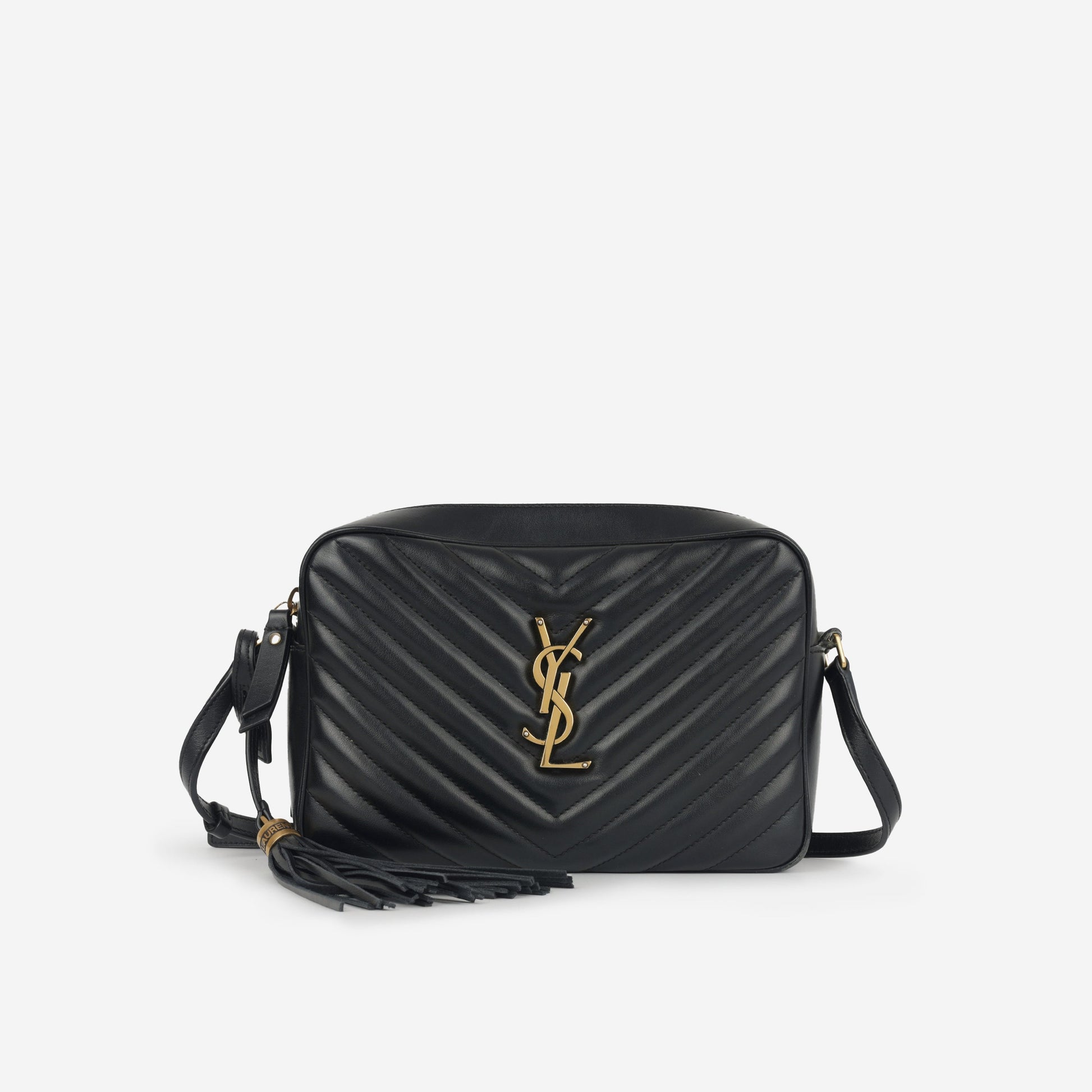YSL Saint Laurent Lou Camera Bag Crossbody Bag Black Calfskin Ghw