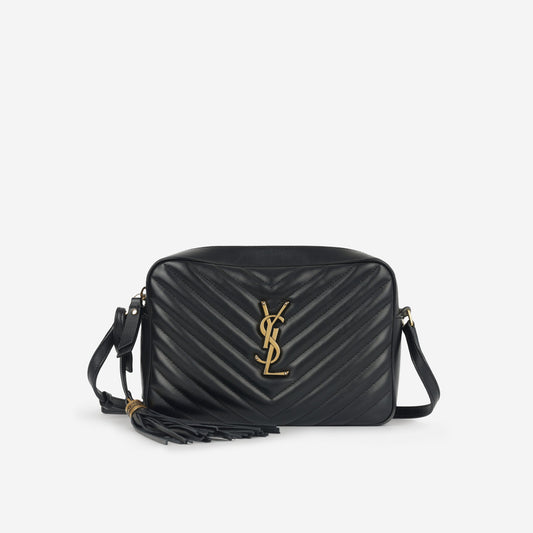 YSL Saint Laurent Lou Camera Bag Crossbody Bag Black Calfskin Ghw