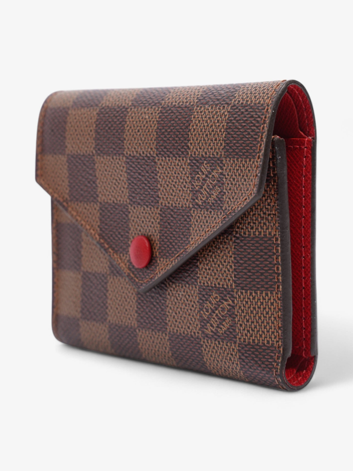 Louis Vuitton Victorine Ebene Red Canvas Damier Wallet Case