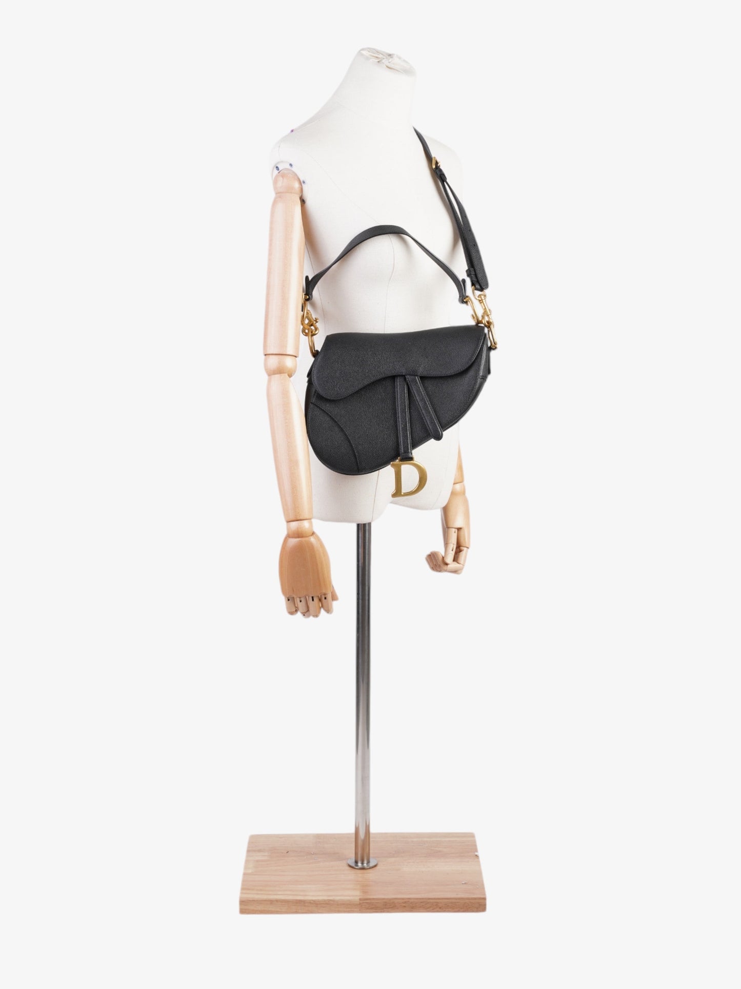 Dior Christian Saddle Bag Calfskin Leather Black Shoulder Bag Black Calfskin Leather