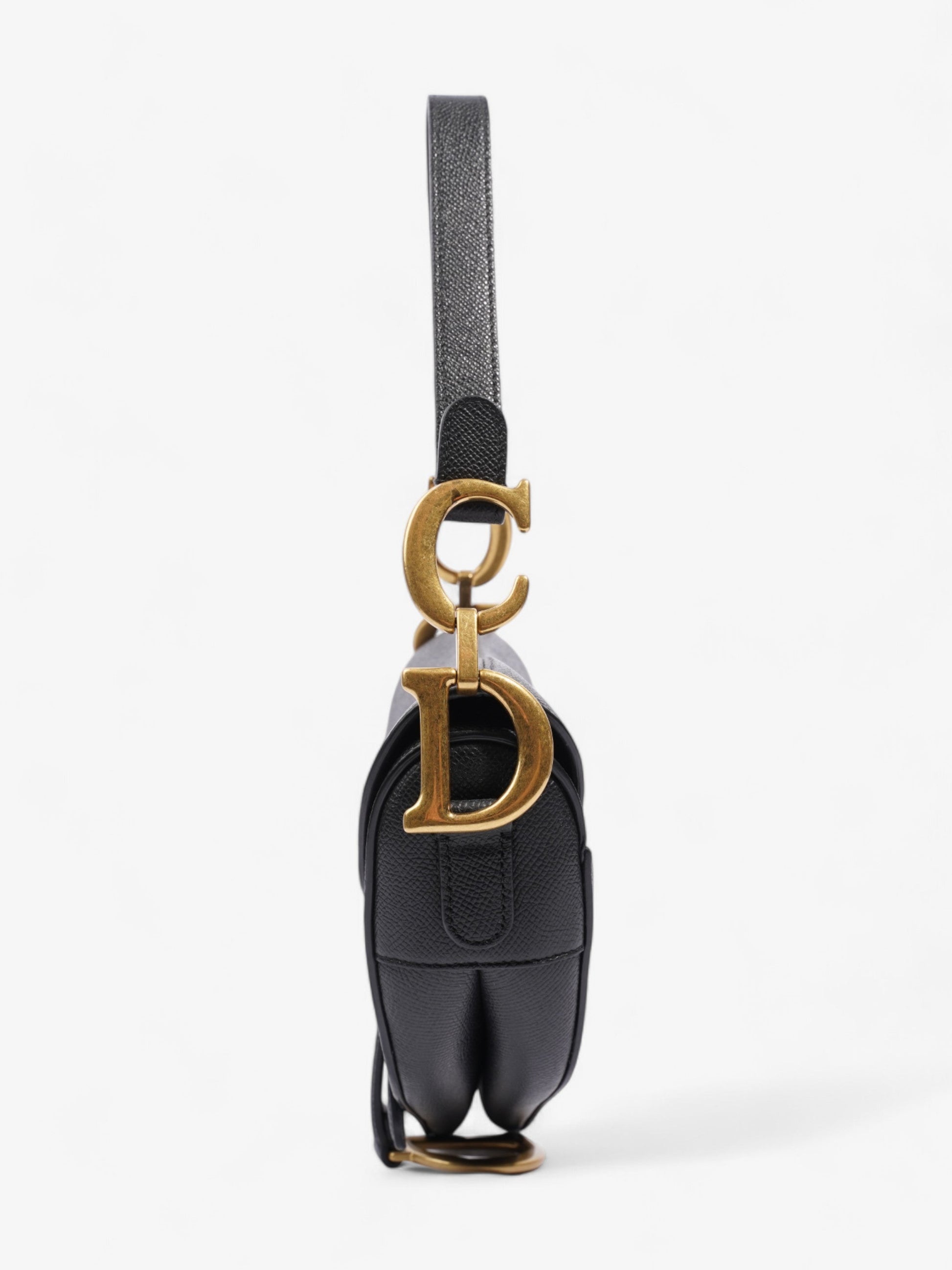 Dior Christian Saddle Bag Calfskin Leather Black Shoulder Bag Black Calfskin Leather