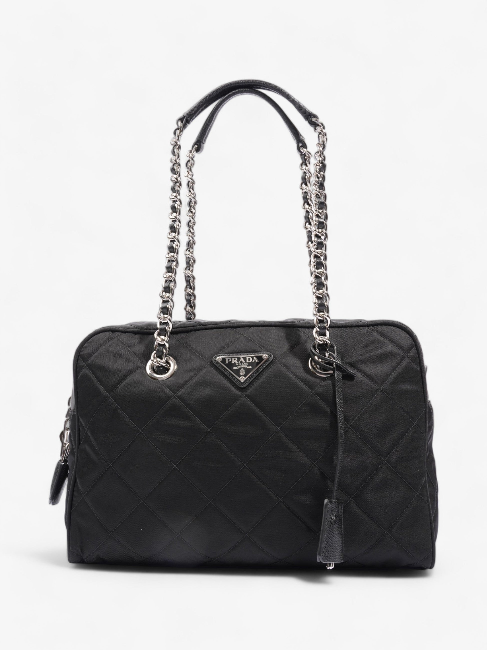 Prada Tessuto Impuntu Shoulder Bag Nylon Quilted Black