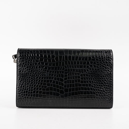 YSL Saint Laurent Croc Bag Black Crossbody Bag