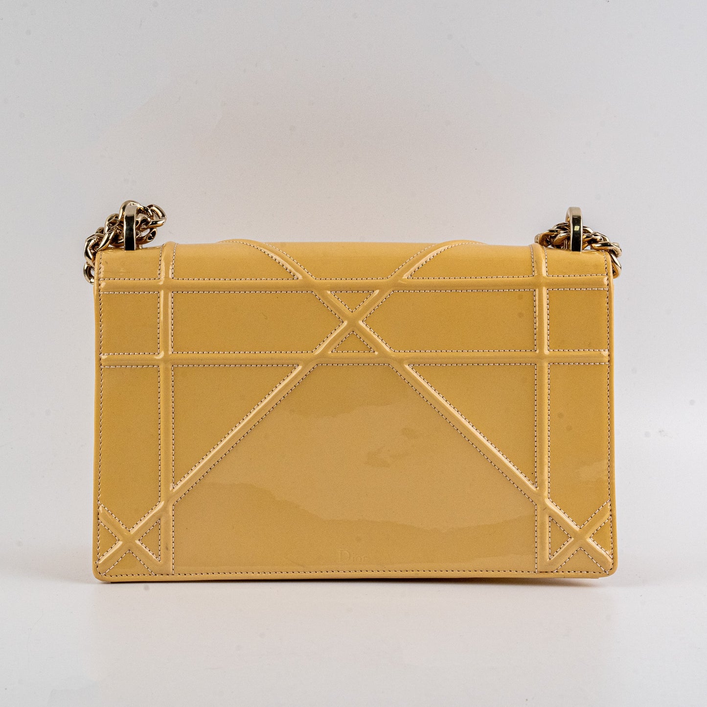 Dior Christian ama Shoulder Bag Patent Yellow Medium