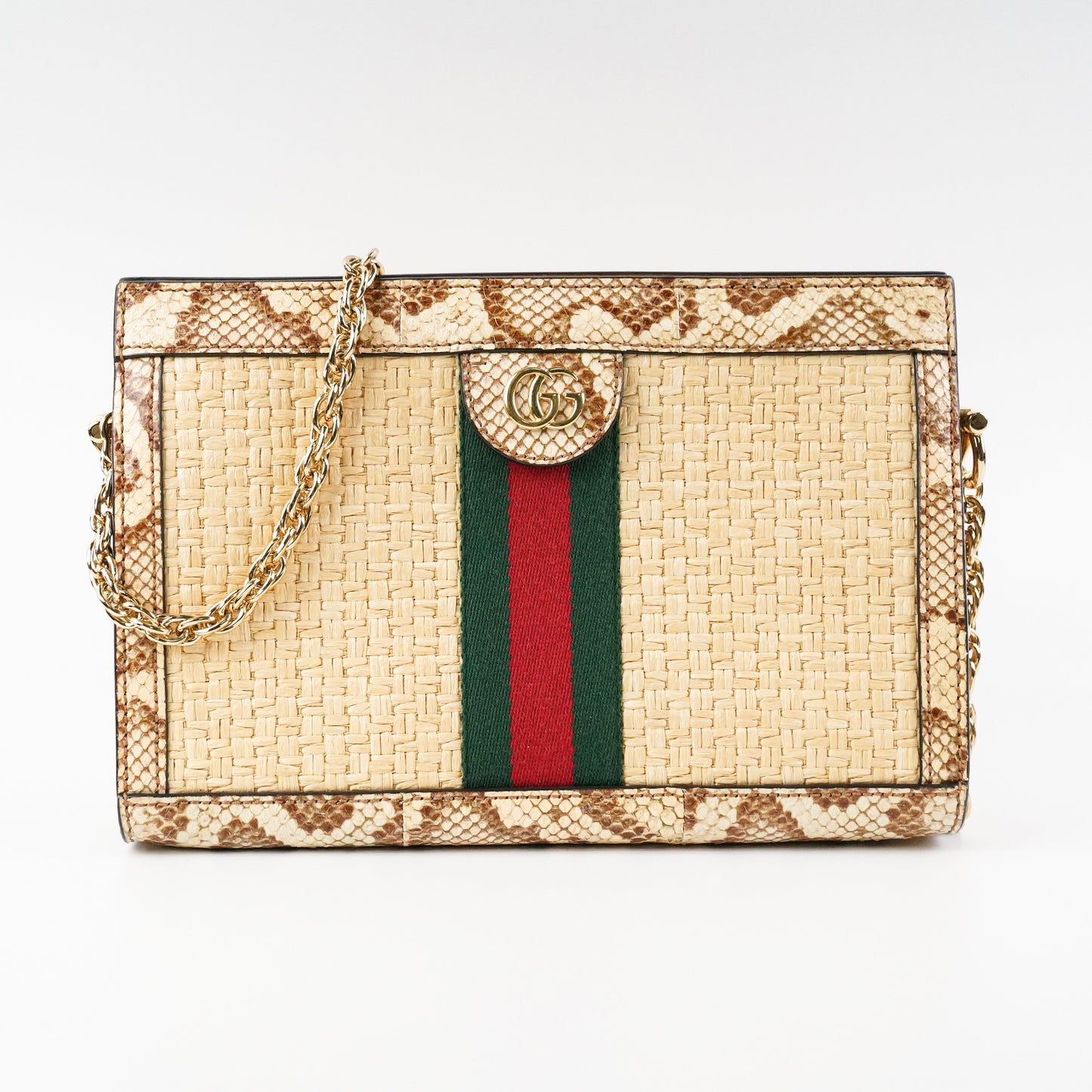 Gucci Ophidia Snakeskin Bag Raffia Travel Bag