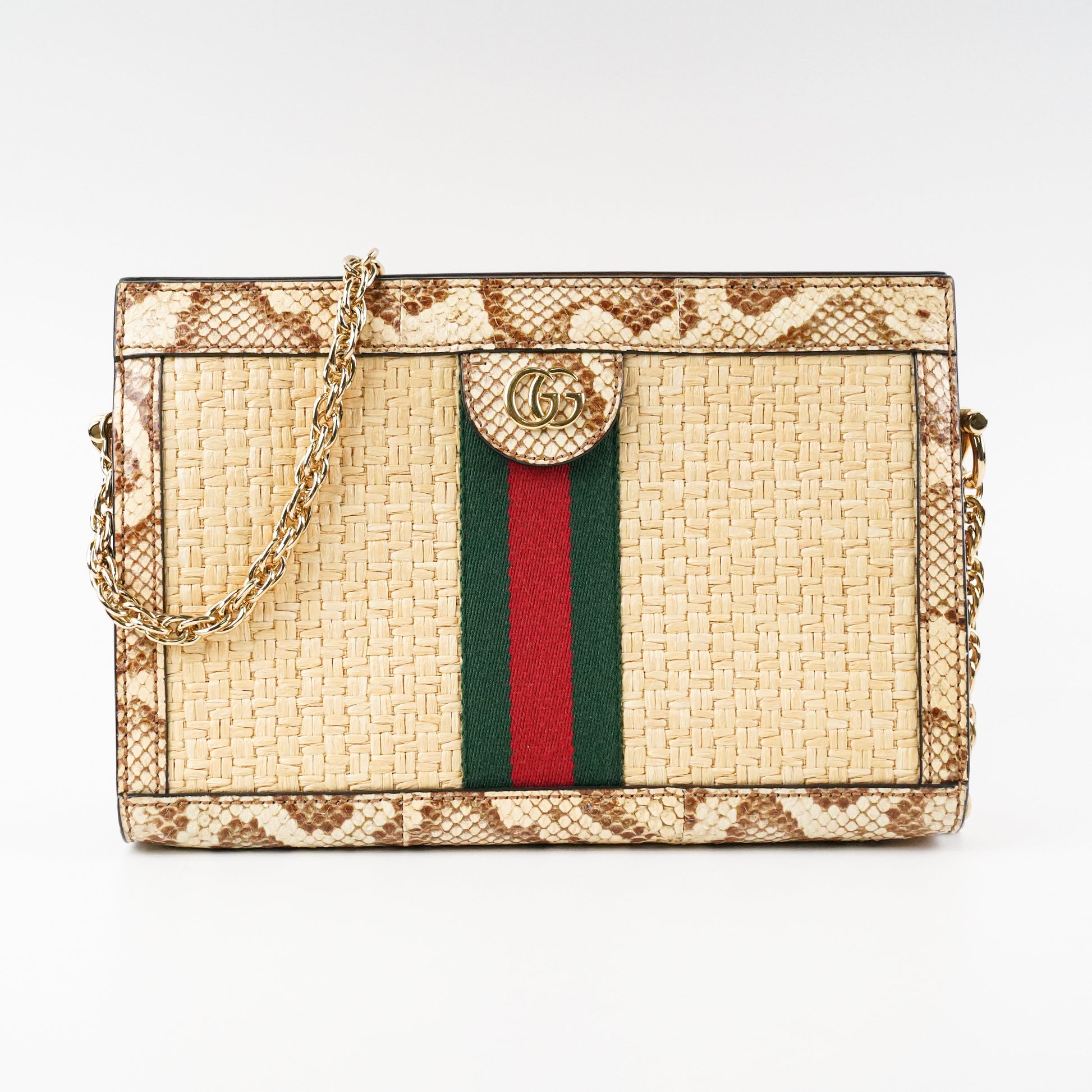 Gucci Ophidia Snakeskin Bag Raffia Travel Bag
