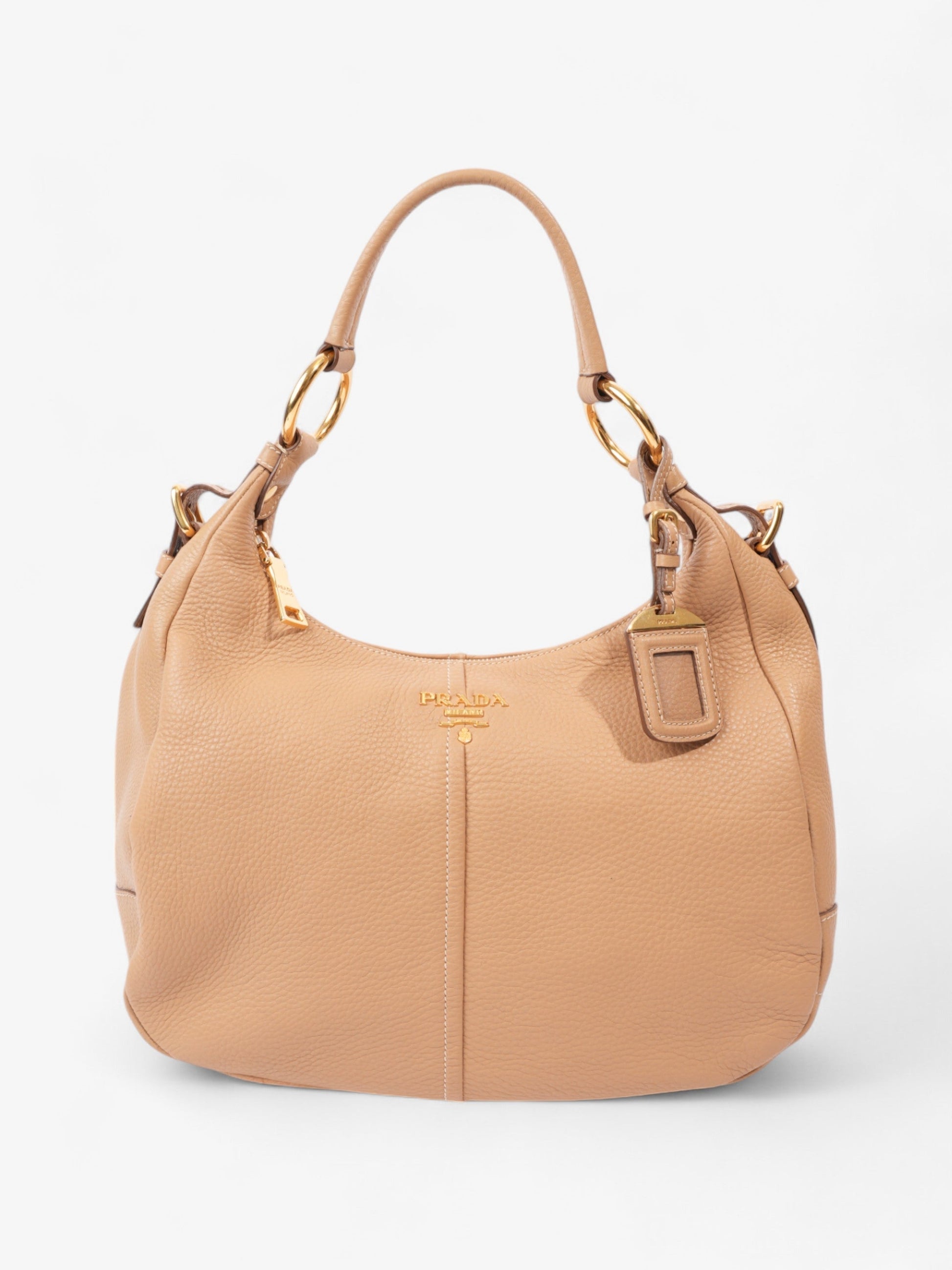 Prada Daino Shoulder Bag Leather Beige