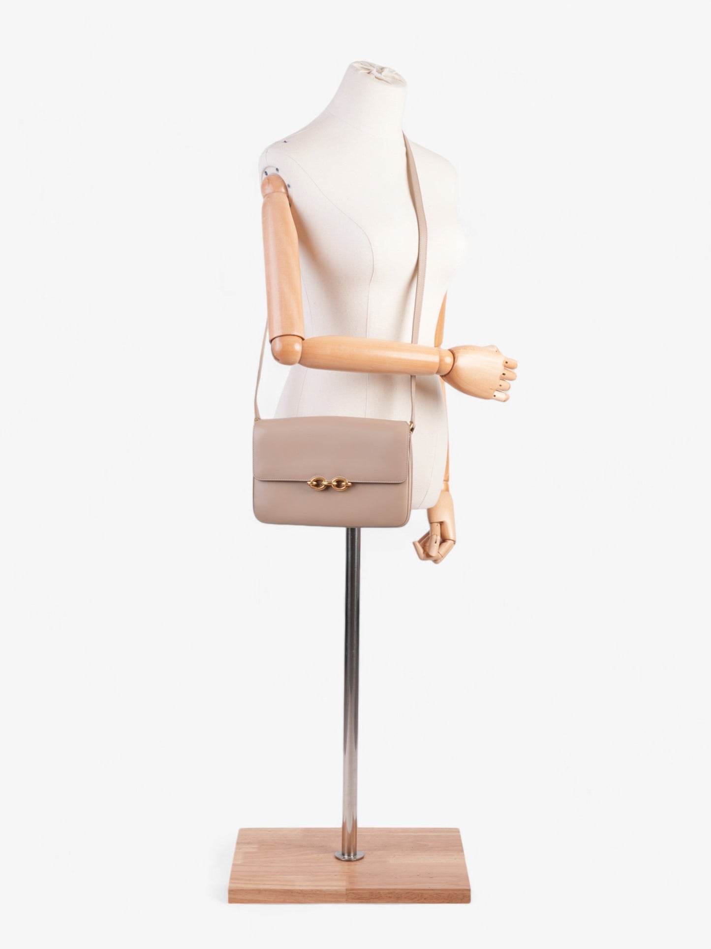 YSL Saint Laurent Le Maillon Shoulder Bag Leather Beige