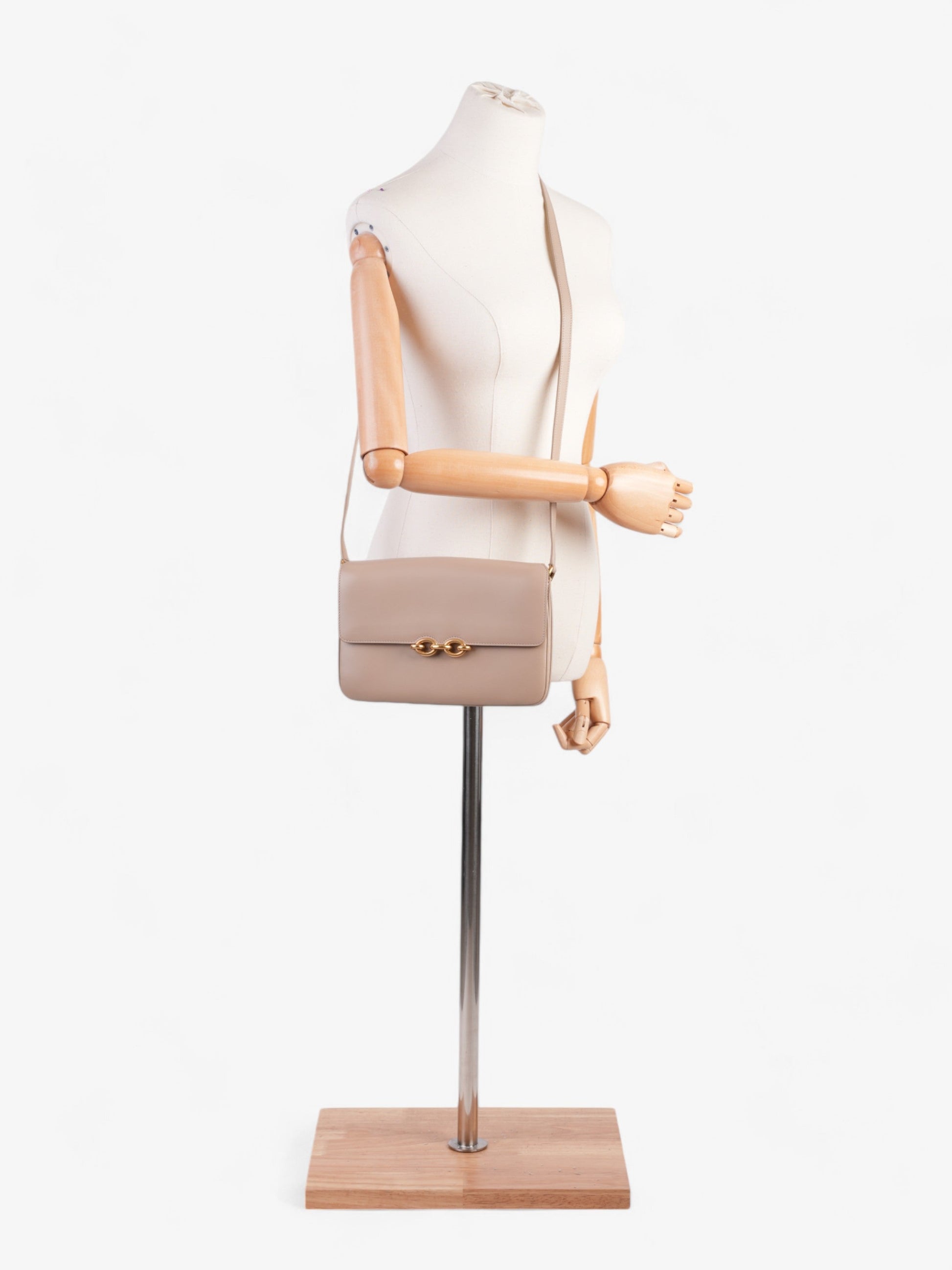 YSL Saint Laurent Le Maillon Shoulder Bag Leather Beige