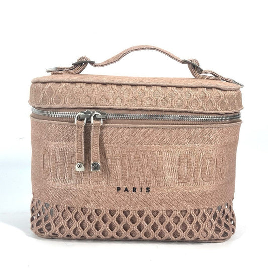 Dior Christian Handbag Mesh Vanity Bag Women Canvas Pink Travel Bag