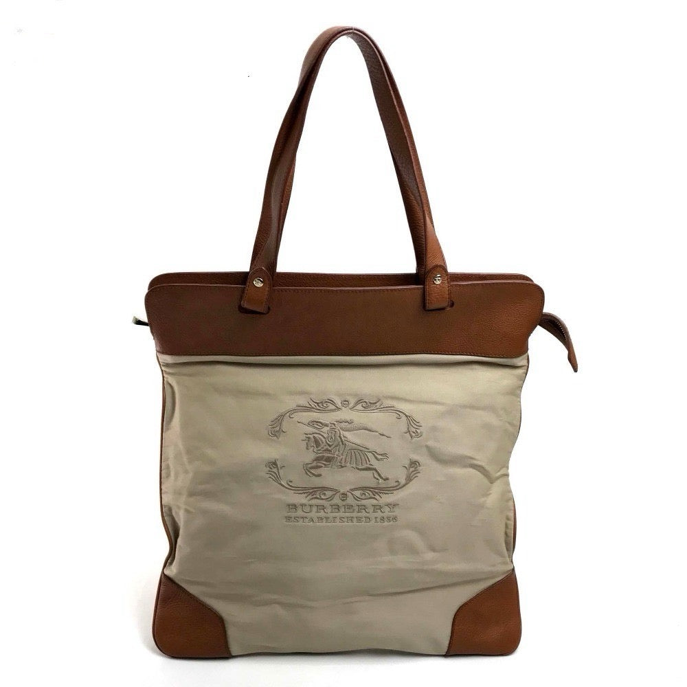 Burberry Tote Bag Bag Women Unisex Leather Canvas Beige