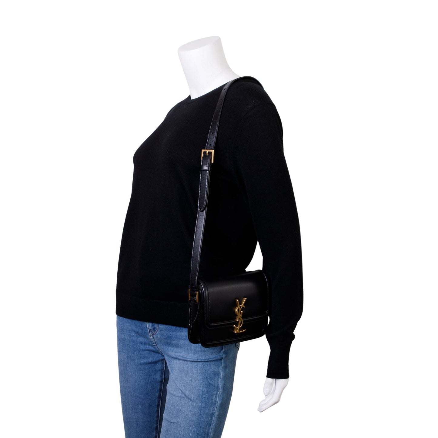 YSL Saint Laurent Box Solferino Satchel Leather Black Travel Bag