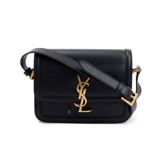 YSL Saint Laurent Box Solferino Satchel Leather Black Travel Bag