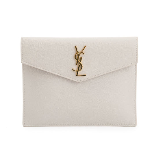 YSL Saint Laurent Creme Grain De Poudre Uptown Baby Pouch Monogram Travel Bag