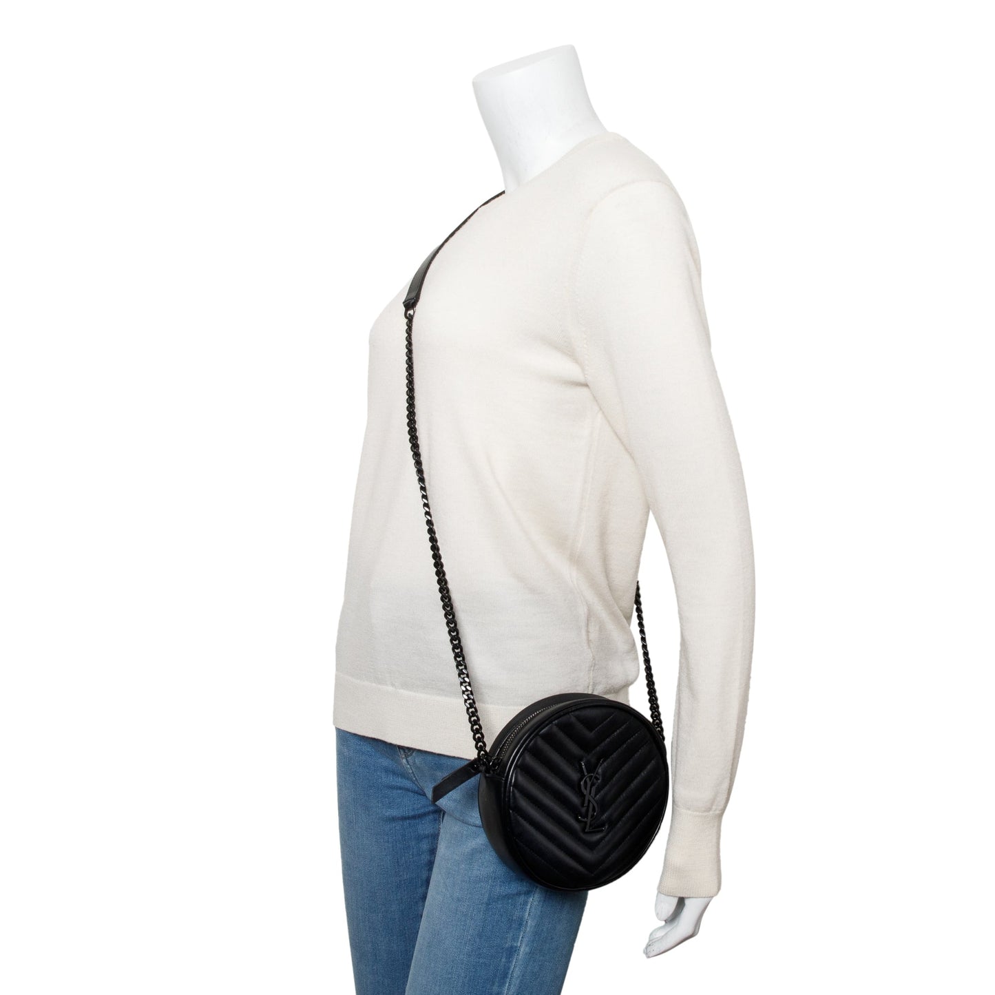 YSL Saint Laurent So Round Vinyle Camera Bag Leather Quilted Crossbody Bag