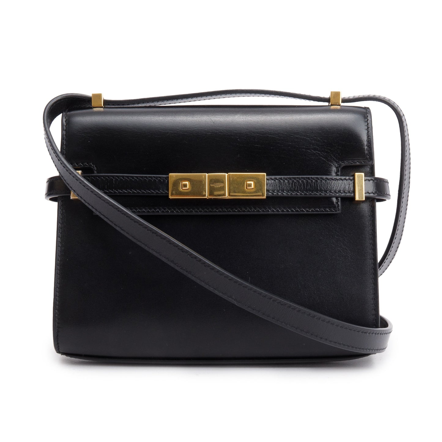 YSL Saint Laurent Box Mini Manhattan Bag Leather Black Travel Bag