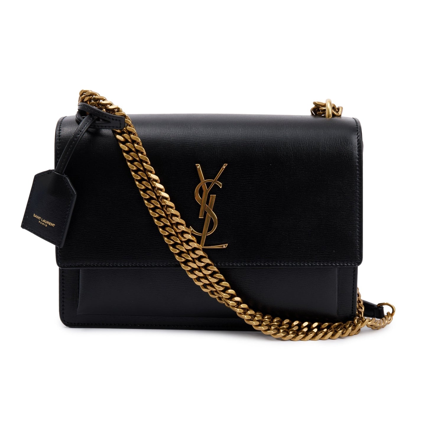 YSL Saint Laurent Sunset Bag Leather Black Travel Bag