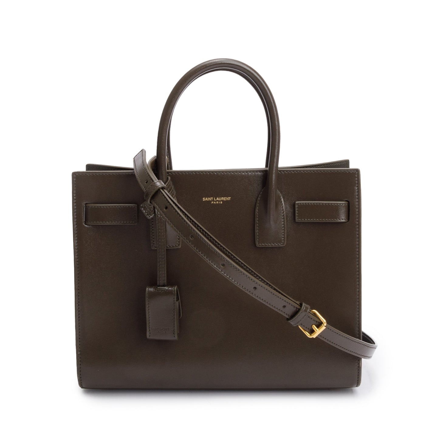 YSL Saint Laurent Smooth Baby Sac De Jour Travel Bag Leather Brown