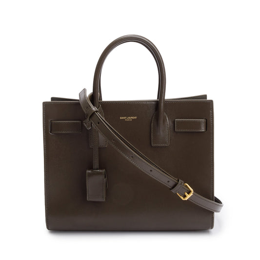 YSL Saint Laurent Smooth Baby Sac De Jour Travel Bag Leather Brown