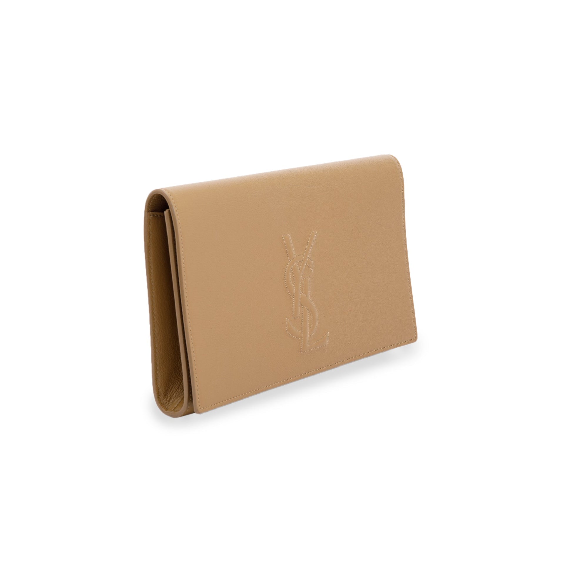 YSL Saint Laurent Calfskin Belle De Jour Clutch Leather Beige Clutch Bag