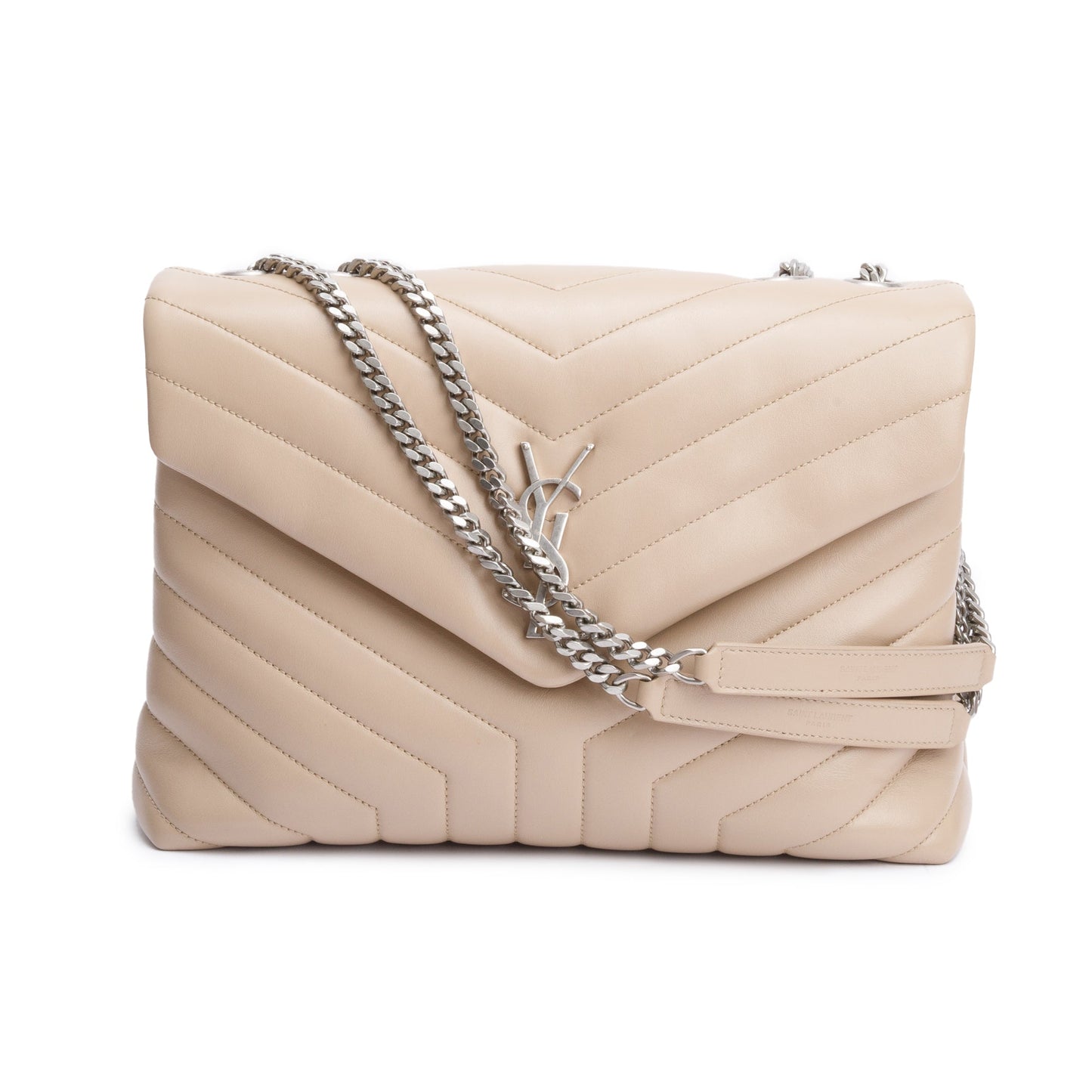 YSL Saint Laurent Beige Medium Loulou Shoulder Bag Leather Quilted